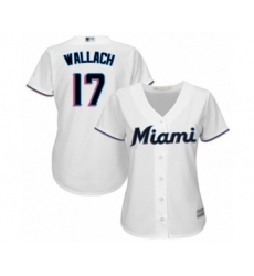 Women's Miami Marlins #17 Chad Wallach Authentic White Home Cool Base Baseball Player Jersey