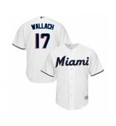 Youth Miami Marlins #17 Chad Wallach Authentic White Home Cool Base Baseball Player Jersey