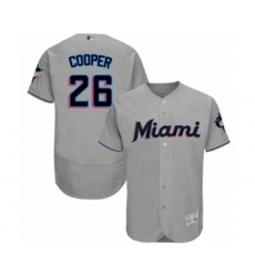 Men's Miami Marlins #26 Garrett Cooper Grey Road Flex Base Authentic Collection Baseball Player Jersey
