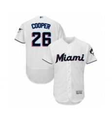 Men's Miami Marlins #26 Garrett Cooper White Home Flex Base Authentic Collection Baseball Player Jersey