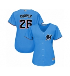 Women's Miami Marlins #26 Garrett Cooper Authentic Blue Alternate 1 Cool Base Baseball Player Jersey