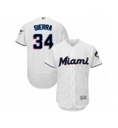 Men's Miami Marlins #34 Magneuris Sierra White Home Flex Base Authentic Collection Baseball Player Jersey