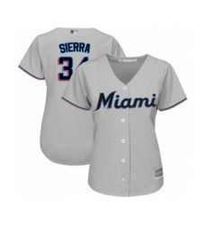 Women's Miami Marlins #34 Magneuris Sierra Authentic Grey Road Cool Base Baseball Player Jersey