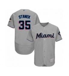Men's Miami Marlins #35 Ryne Stanek Grey Road Flex Base Authentic Collection Baseball Player Jersey