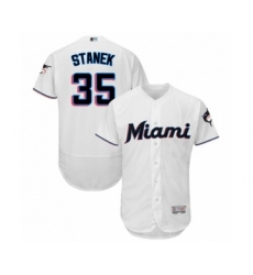 Men's Miami Marlins #35 Ryne Stanek White Home Flex Base Authentic Collection Baseball Player Jersey
