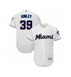 Men's Miami Marlins #39 Tyler Kinley White Home Flex Base Authentic Collection Baseball Player Jersey