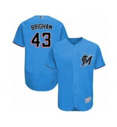 Men's Miami Marlins #43 Jeff Brigham Blue Alternate Flex Base Authentic Collection Baseball Player Jersey