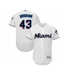 Men's Miami Marlins #43 Jeff Brigham White Home Flex Base Authentic Collection Baseball Player Jersey