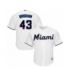 Youth Miami Marlins #43 Jeff Brigham Authentic White Home Cool Base Baseball Player Jersey