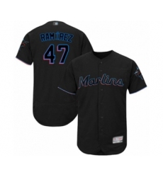 Men's Miami Marlins #47 Harold Ramirez Black Alternate Flex Base Authentic Collection Baseball Player Jersey