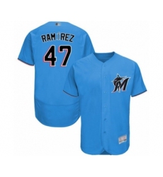 Men's Miami Marlins #47 Harold Ramirez Blue Alternate Flex Base Authentic Collection Baseball Player Jersey