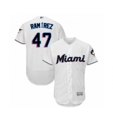 Men's Miami Marlins #47 Harold Ramirez White Home Flex Base Authentic Collection Baseball Player Jersey