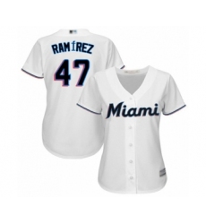 Women's Miami Marlins #47 Harold Ramirez Authentic White Home Cool Base Baseball Player Jersey