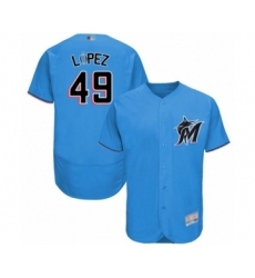 Men's Miami Marlins #49 Pablo Lopez Blue Alternate Flex Base Authentic Collection Baseball Player Jersey