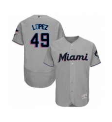 Men's Miami Marlins #49 Pablo Lopez Grey Road Flex Base Authentic Collection Baseball Player Jersey