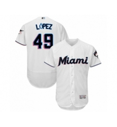 Men's Miami Marlins #49 Pablo Lopez White Home Flex Base Authentic Collection Baseball Player Jersey