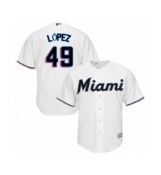 Youth Miami Marlins #49 Pablo Lopez Authentic White Home Cool Base Baseball Player Jersey