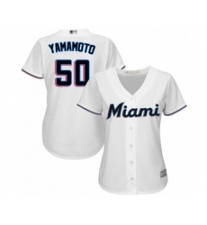 Women's Miami Marlins #50 Jordan Yamamoto Authentic White Home Cool Base Baseball Player Jersey