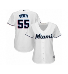 Women's Miami Marlins #55 Jon Berti Authentic White Home Cool Base Baseball Player Jersey