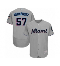 Men's Miami Marlins #57 Elieser Hernandez Grey Road Flex Base Authentic Collection Baseball Player Jersey