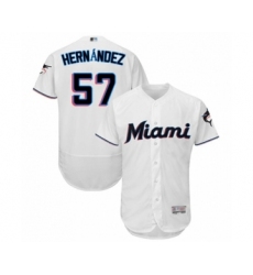Men's Miami Marlins #57 Elieser Hernandez White Home Flex Base Authentic Collection Baseball Player Jersey