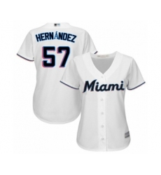 Women's Miami Marlins #57 Elieser Hernandez Authentic White Home Cool Base Baseball Player Jersey