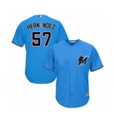 Youth Miami Marlins #57 Elieser Hernandez Authentic Blue Alternate 1 Cool Base Baseball Player Jersey