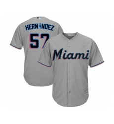 Youth Miami Marlins #57 Elieser Hernandez Authentic Grey Road Cool Base Baseball Player Jersey