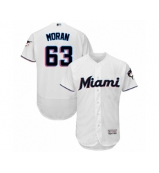 Men's Miami Marlins #63 Brian Moran White Home Flex Base Authentic Collection Baseball Player Jersey