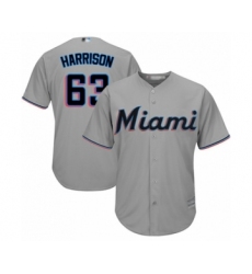 Youth Miami Marlins #63 Monte Harrison Authentic Grey Road Cool Base Baseball Player Jersey