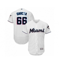 Men's Miami Marlins #66 Jarlin Garcia White Home Flex Base Authentic Collection Baseball Player Jersey