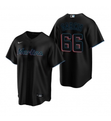 Men's Nike Miami Marlins #66 Jarlin Garcia Black Alternate Stitched Baseball Jersey