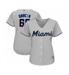 Women's Miami Marlins #66 Jarlin Garcia Authentic Grey Road Cool Base Baseball Player Jersey