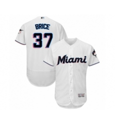 Men's Miami Marlins #37 Austin Brice White Home Flex Base Authentic Collection Baseball Player Jersey