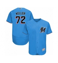 Men's Miami Marlins #72 Kyle Keller Blue Alternate Flex Base Authentic Collection Baseball Player Jersey