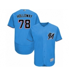 Men's Miami Marlins #78 Jordan Holloway Blue Alternate Flex Base Authentic Collection Baseball Player Jersey