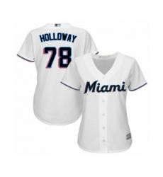 Women's Miami Marlins #78 Jordan Holloway Authentic White Home Cool Base Baseball Player Jersey