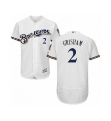 Men's Milwaukee Brewers #2 Trent Grisham White Alternate Flex Base Authentic Collection Baseball Player Jersey