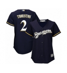 Women's Milwaukee Brewers #2 Trent Grisham Authentic Navy Blue Alternate Cool Base Baseball Player Jersey
