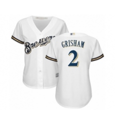 Women's Milwaukee Brewers #2 Trent Grisham Authentic White Home Cool Base Baseball Player Jersey