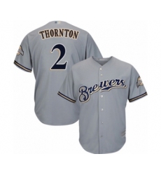 Youth Milwaukee Brewers #2 Trent Grisham Authentic Grey Road Cool Base Baseball Player Jersey