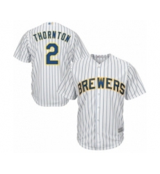 Youth Milwaukee Brewers #2 Trent Grisham Authentic White Alternate Cool Base Baseball Player Jersey