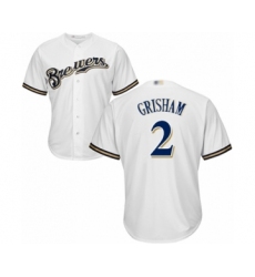 Youth Milwaukee Brewers #2 Trent Grisham Authentic White Home Cool Base Baseball Player Jersey