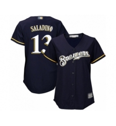 Women's Milwaukee Brewers #13 Tyler Saladino Authentic Navy Blue Alternate Cool Base Baseball Player Jersey