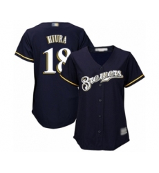 Women's Milwaukee Brewers #18 Keston Hiura Authentic Navy Blue Alternate Cool Base Baseball Player Jersey