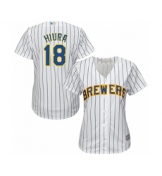 Women's Milwaukee Brewers #18 Keston Hiura Authentic White Alternate Cool Base Baseball Player Jersey