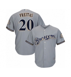 Youth Milwaukee Brewers #20 David Freitas Authentic Grey Road Cool Base Baseball Player Jersey