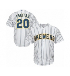 Youth Milwaukee Brewers #20 David Freitas Authentic White Alternate Cool Base Baseball Player Jersey