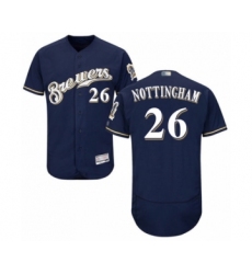 Men's Milwaukee Brewers #26 Jacob Nottingham Navy Blue Alternate Flex Base Authentic Collection Baseball Player Jersey