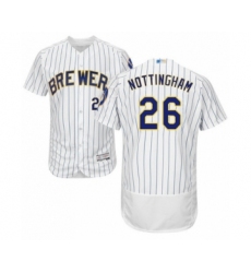 Men's Milwaukee Brewers #26 Jacob Nottingham White Home Flex Base Authentic Collection Baseball Player Jersey